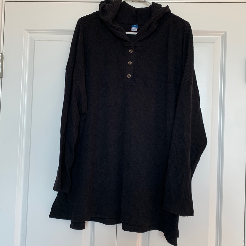 Black 1/4 Button Hoodie